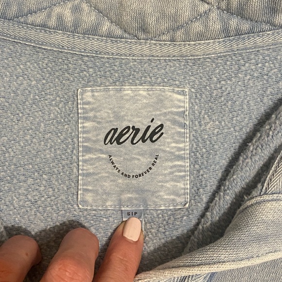 Aerie Light Blue Quarter-Zip Pullover - Picture 3 of 3